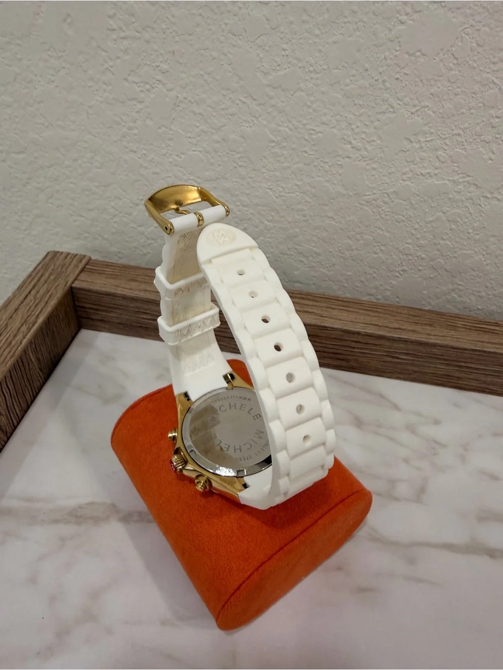 Michele Tahitian White and Gold Chronograph Watch - Multicolor Numerals
